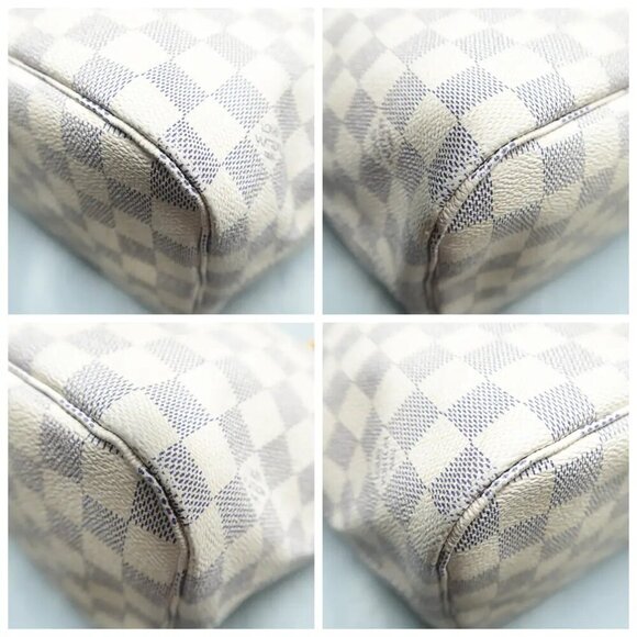 LOUIS VUITTON Neverfull MM White W/P Damier Azur Canvas Shoulder Bag 1632-101824 - Picture 6 of 12